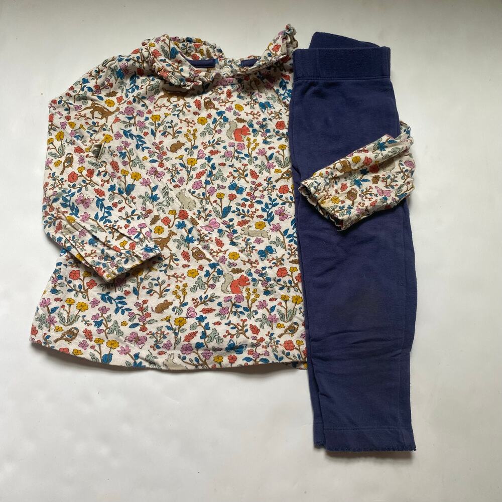 Baby Boden Woodland Floral Long Sleeve Shirt & Pants Outfit